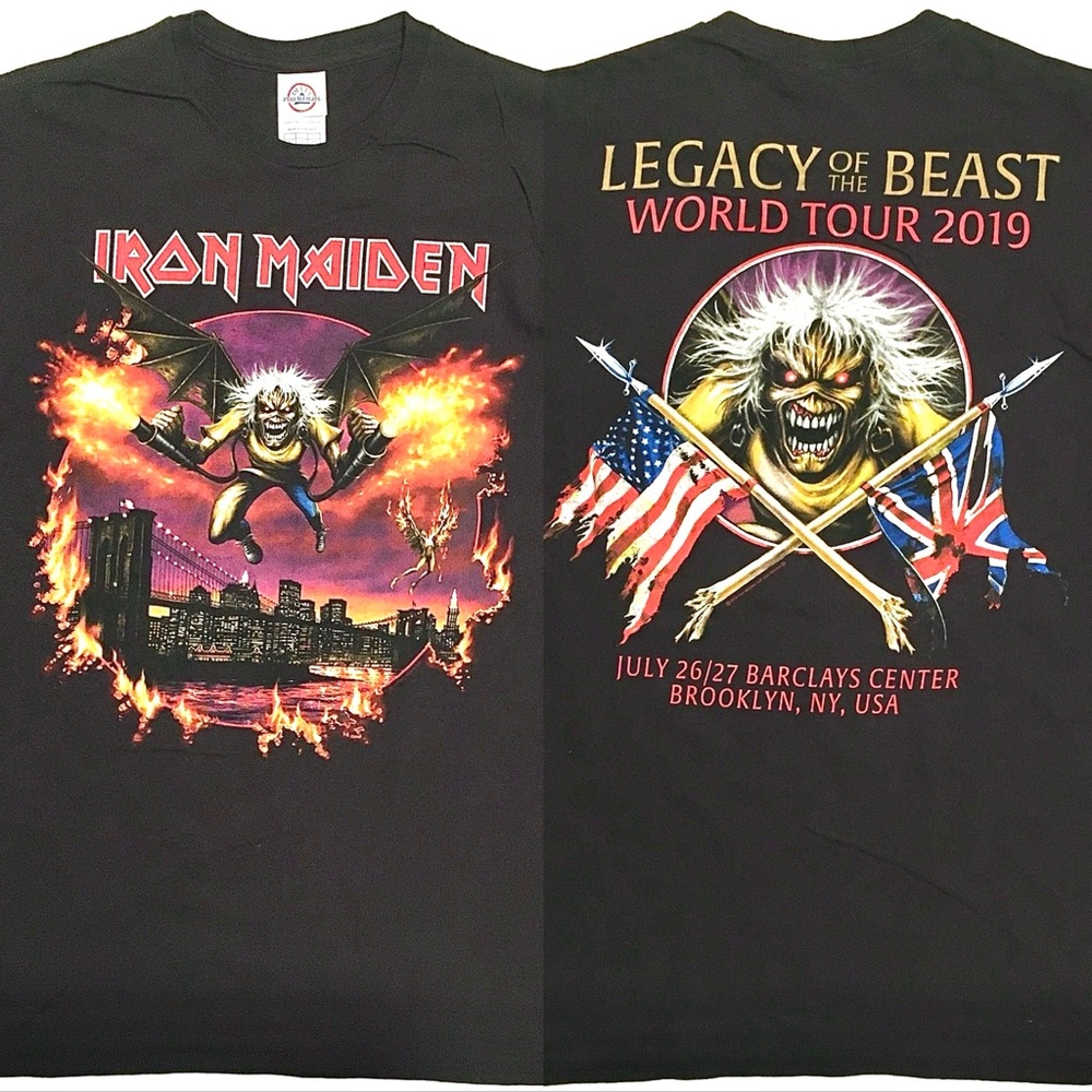 Iron Maiden T-Shirt Tour 2019 Legacy of the Beast Barclays Center Brooklyn NYC L